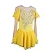 JRUIA Yellow,11_13Years,Women's/Girls' Decals Figure Ice Skating Costume Handmade Elasticity Competition Artistic Gymnastics Wear Long Sleeve