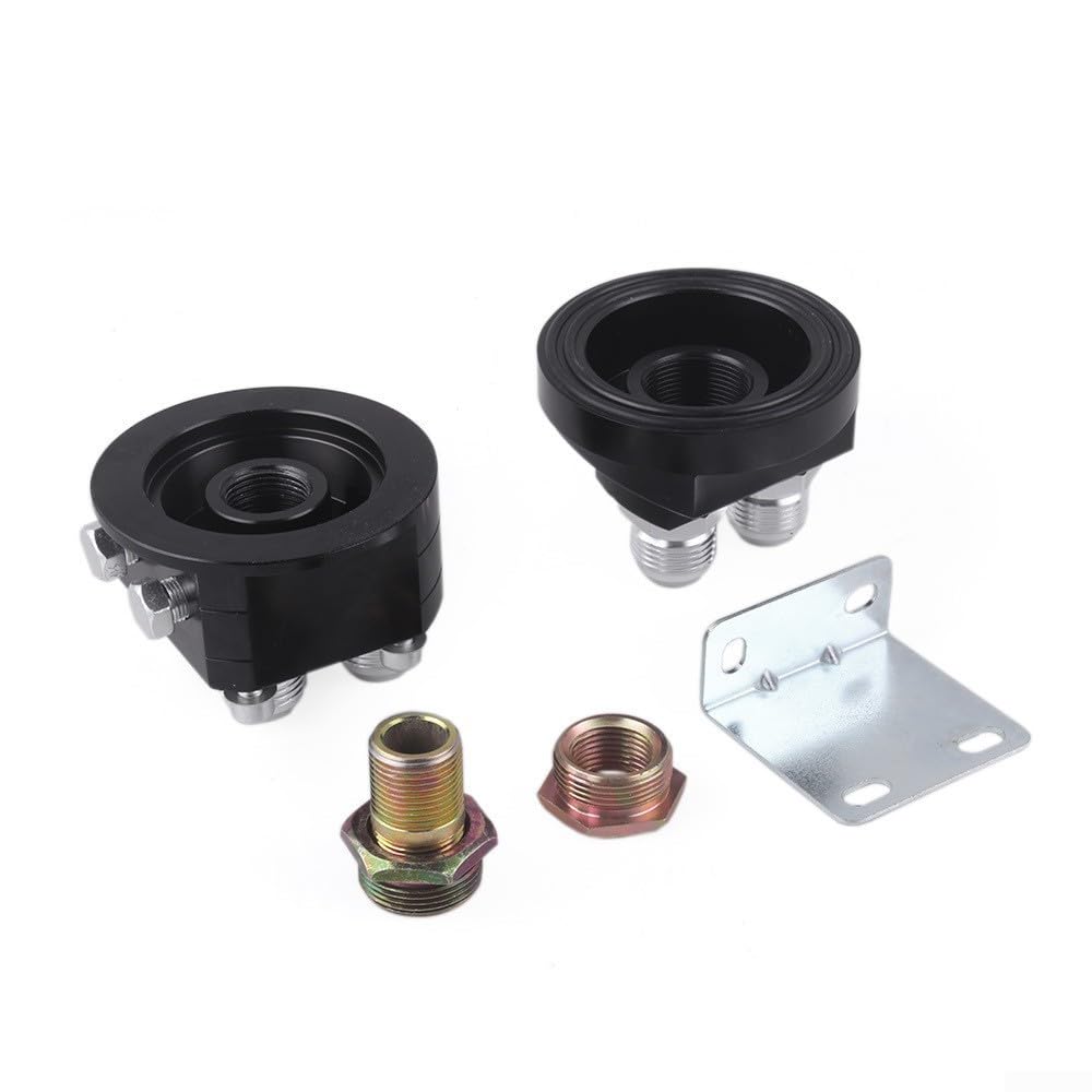 Adaptador de filtro de aceite para sándwich, cambio de 3/4 x 16, 20 x 1,5 cm, adaptador de rosca de aluminio para enfriador de aceite, montaje para coches, camiones (negro)