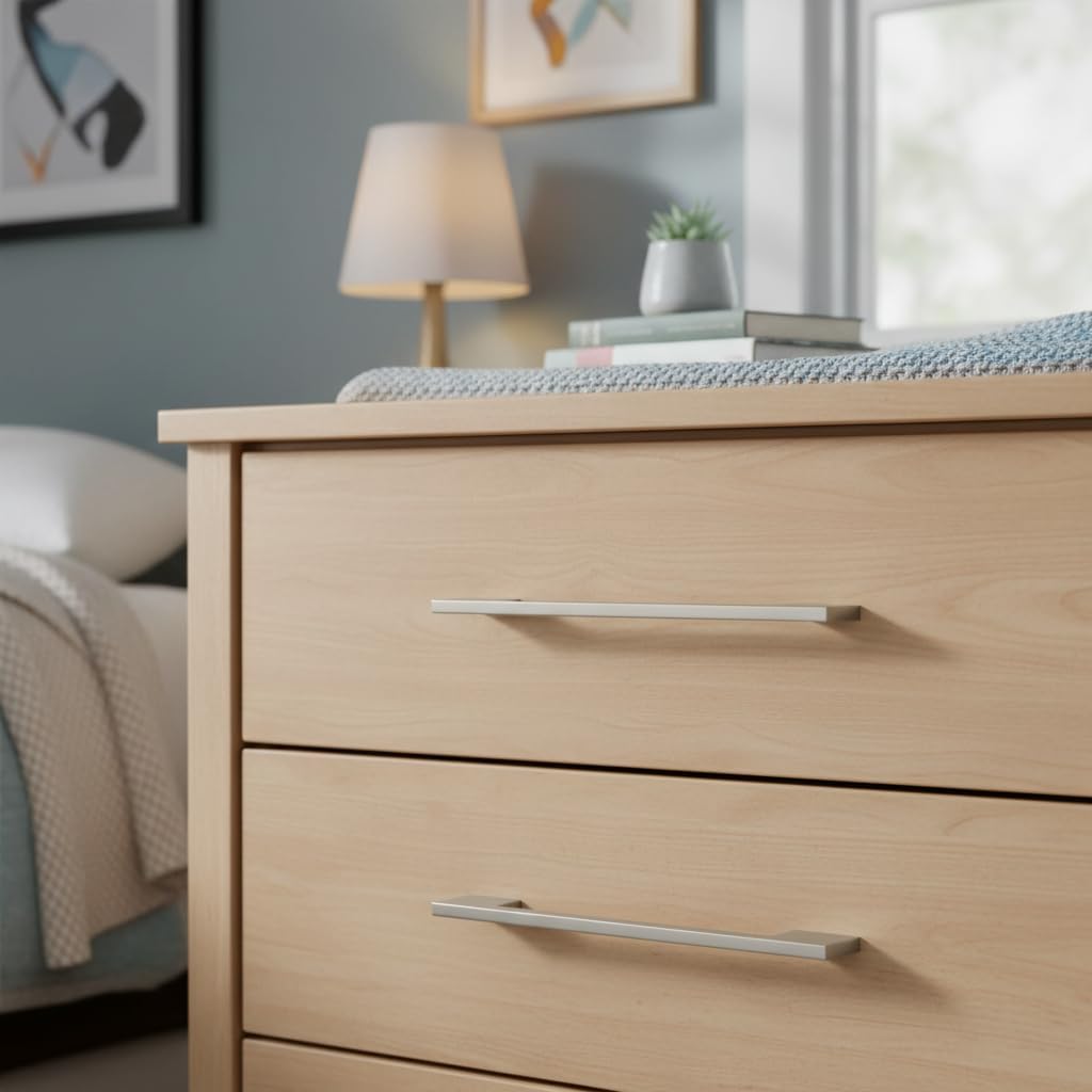 Condition photo showing New/Like New for alzassbg 10 pack brushed satin nickel cabinet pulls, 5 inch(128mm) hole centers rectangle cabinet handles kitchen pulls for drawers and cabinets al3051sn 5" hole center brushed satin nickel 10