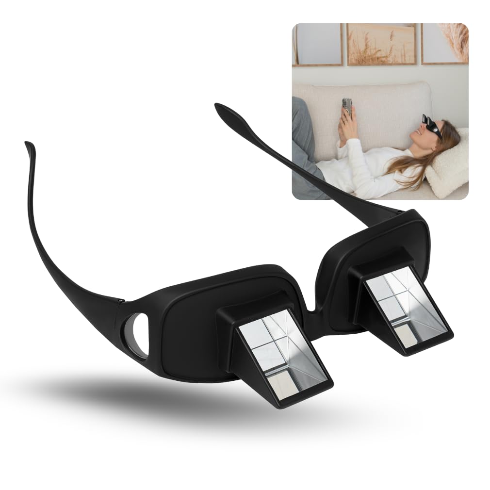 Evelots Laying Down Reading Glasses - Look Down Bed Readers - High Definition - Lazy Bed Prism Spectacles Horizontal Glasses - Read and Watch TV in Bed - Use Over Your Glasses