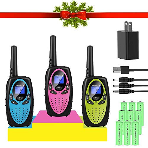 Bobela Walkie Talkies for Kids Rechargeable with Charger Battery, Long Range Two Way