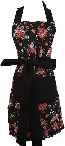 Miniatura 5 de Madiy Delantales de cocina para mujer con bolsillos, lazos largos ajustables en la cintura y correa para el cuello, 20.5 x 29 pulgadas