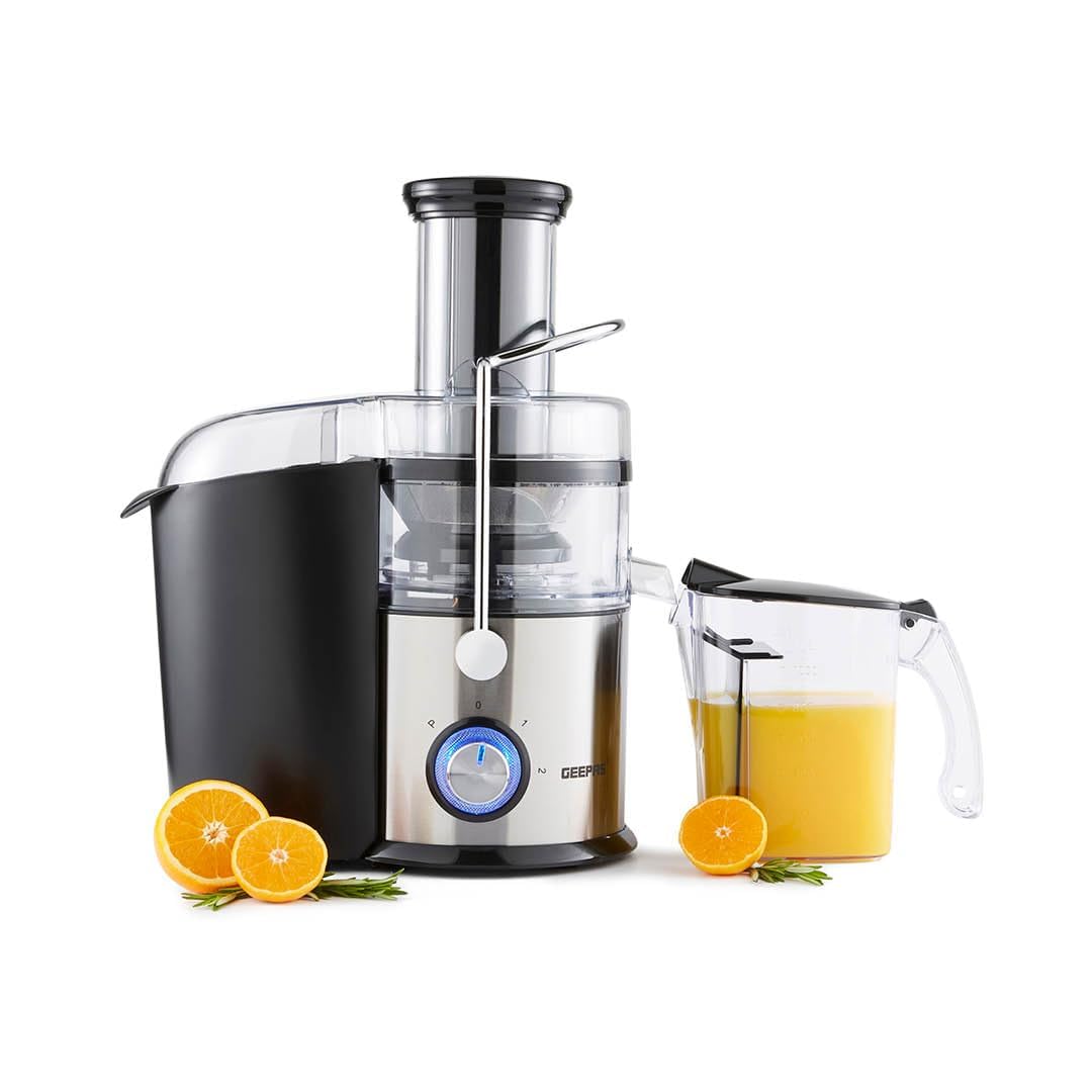 Geepas Unisex Silver 800W Centrifugal Juicer Machine Fruit Vegetable Juicing In