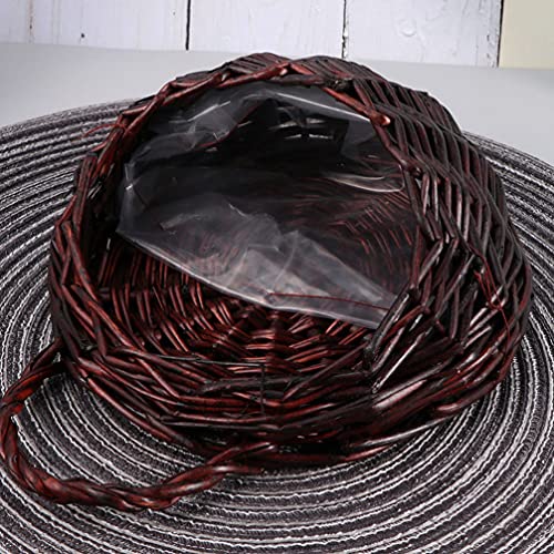 Cabilock 2Pcs Woven Hanging Planter Wall Fence Rattan Basket With Liner Wicker Flower Pots Decoration For Indoor Outdoor Flower Arrangement (M+ S) #TOP4