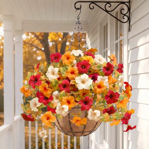 Image of Bassion Artificial Fall Flowers for Outdoors Decoration, 2 Pcs, Orange