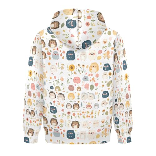 KLL Cute Watercolor Hedgehogs Boys And Girls Sweatshirt Crewneck Hooded Pullover Hoodies Kangaroo Pocket2