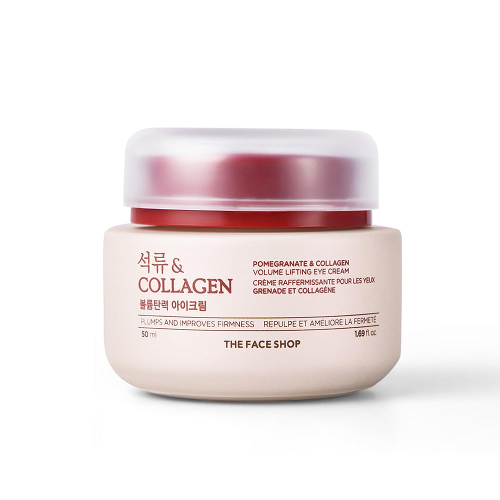 The Face Shop Pomegranate & Collagen Face Cream With 10% Marine Collagen & Pomegranate Extracts | Day & Night Cream to smooth wrinkles & give intense moisturization | Suitable For All Skin Types, 50ML
