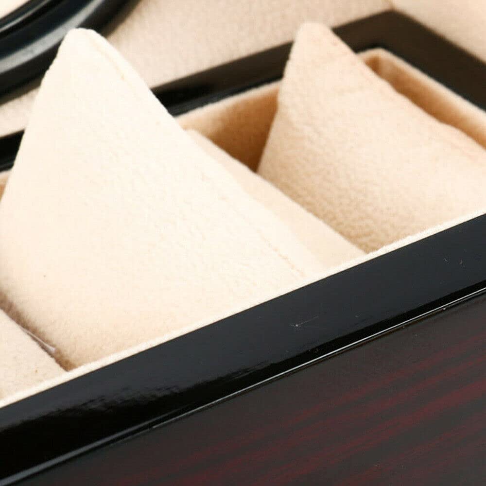 Relojero Automatico, Caja Giratoria Automática para Relojes de 4 + 6 Relojes, Función Temporizador, Caja de Madera