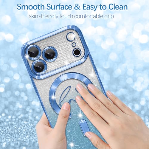 Image of ZIYE Magnetic Case Designed for iPhone 17 Pro Max Glitter Case-Blue