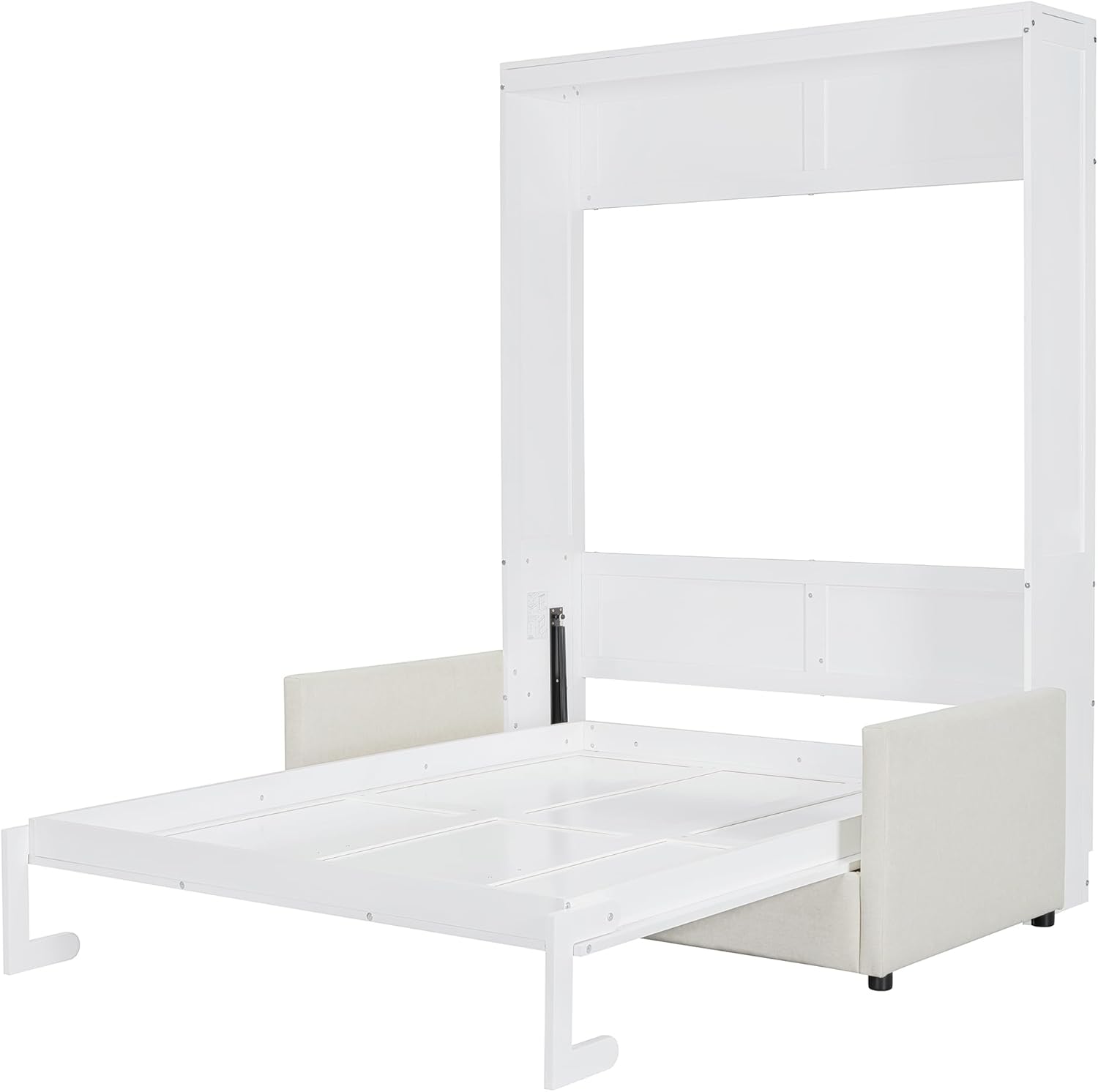 Merax Full Size Murphy Bed frame partially unfolded, showing the bed platform and support legs.