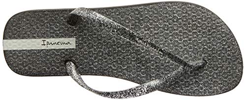 Chinelo Glitter, Ipanema, Feminino, Preto Glitter/Prata, 33/34