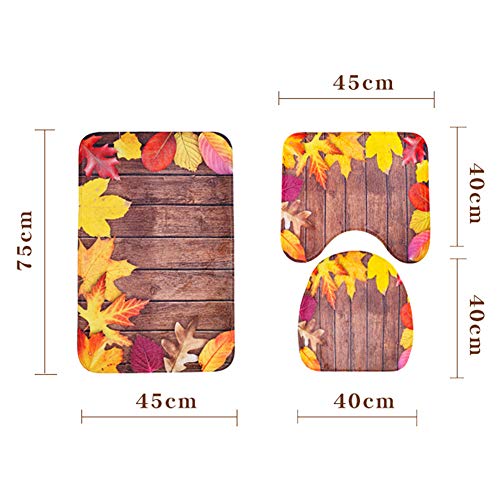 Haodasi 3 Teiliges Badematten Set - WC Deckel Abdeckung Set Anti Slip Super saugfähigen 3D Blumenmuster Home Dekoration – Bild 7