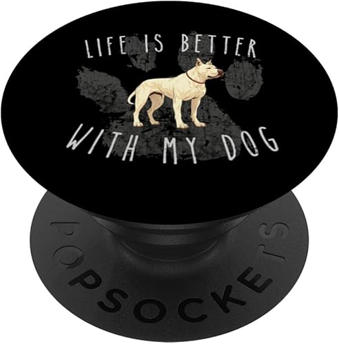 Dogo Argentino Life is Better With My Dog Cute Pet Mom Dad PopSockets Standard PopGrip