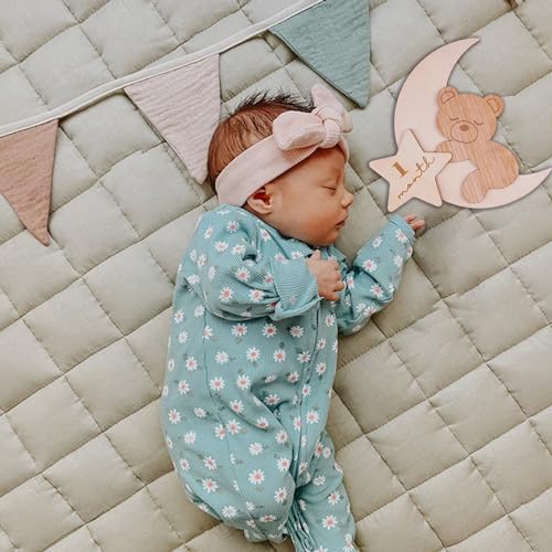 Teddy Bear Baby Monthly Milestone, Wooden Baby Milestone Signs, Monthly Milestone Wood Discs, Baby Milestone Discs, Baby Photo Props Cards Interchangeable Number Set of 12 for Baby Growth Recording