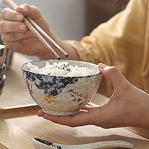 Teller- und Schüssel-Sets, Keramik-Suppenschüsseln, für Müslischalen für Salat, Suppe, Dessert, Spülmaschine, Mikrowelle, handbemalter Stil und kreativ süß