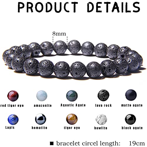 Wainis 10 Pcs 8Mm Stone Semi-Precious Gemstones Beaded Bracelets For Men Women Healing Crystal Stretch Beaded Bracelet Unisex #TOP1