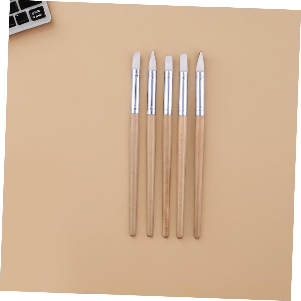 ARTIBETTER 10pcs Silicone Tip Clay Sculpting Tools Soft Head Dotting and Embossing Pens with Wooden Handle for Pottery Crafting and Modeling Projects for Students and Artists