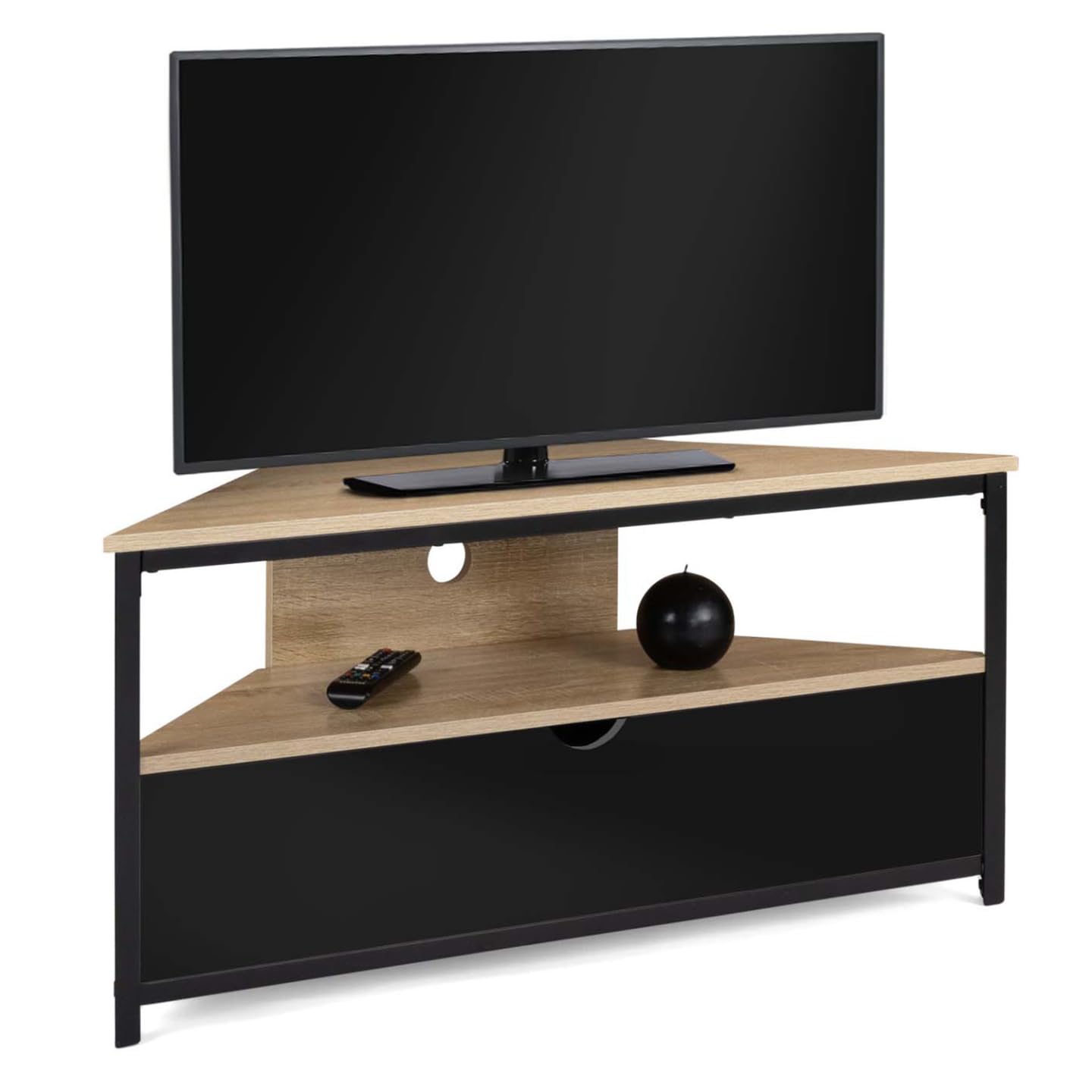IDMarket - Mobile TV angolare BOSTON 100 cm con mobile industriale nero