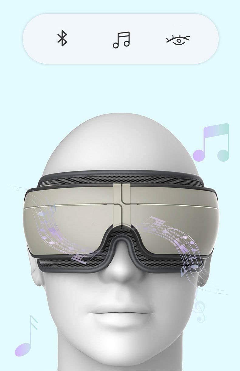 Massager de ojos con calor, vibración, presión de aire Bluetooth inalámbrico Música recargable 4 Modos de trabajo Masajeador de terapia de ojos para aliviar Fatiga ocular Dark Circles Ojos secos