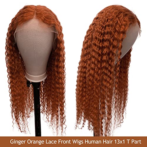 Perucas de cabelo humano gengibre dianteiro, cabelo humano encaracolado gengibre laranja lace fronta