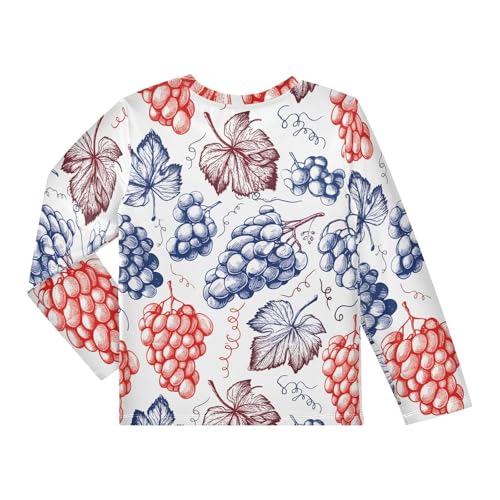 Grapes Sketch White Boy's Rash Guard Swim Shirt Long Sleeve Sun Shirt for Kids Toddlers UPF50+2