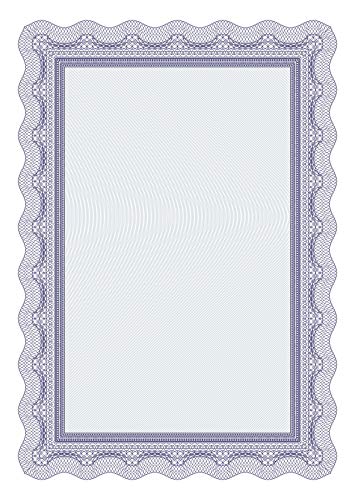 20 feuilles de papier bleu vierge pour certificat avec filigrane Cover