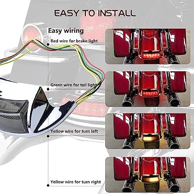 Rear Smoked Fender Tip Lights Red LED Turn Signals Compatible with Harley FLHP Touring Road King FLHR Electra Glide Classic Ultra Limited FLHTK FLHTP FLTRU Road Glide Ultra