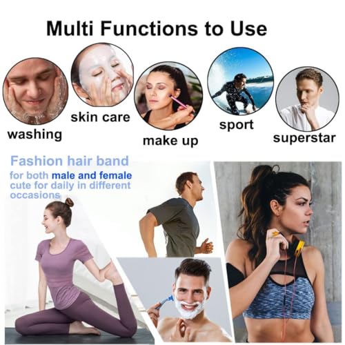 Image of Black Metal Hair Band for Men - 10 Pcs Thin Wavy Non-Slip Adjustable Headbands for Women & Boys, Sports, Gym, Yoga, Running & Face Wash