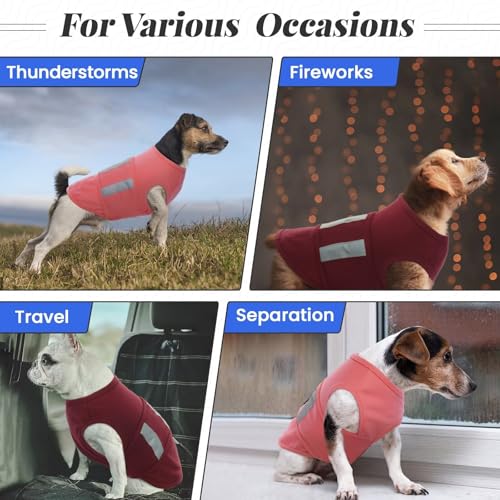 Image of MIGOHI Soft Dog Calming Vest for Thunderstorm, Fireworks, Travel & Separation - Anxiety Relief for Small Dogs, Shell Pink, XS