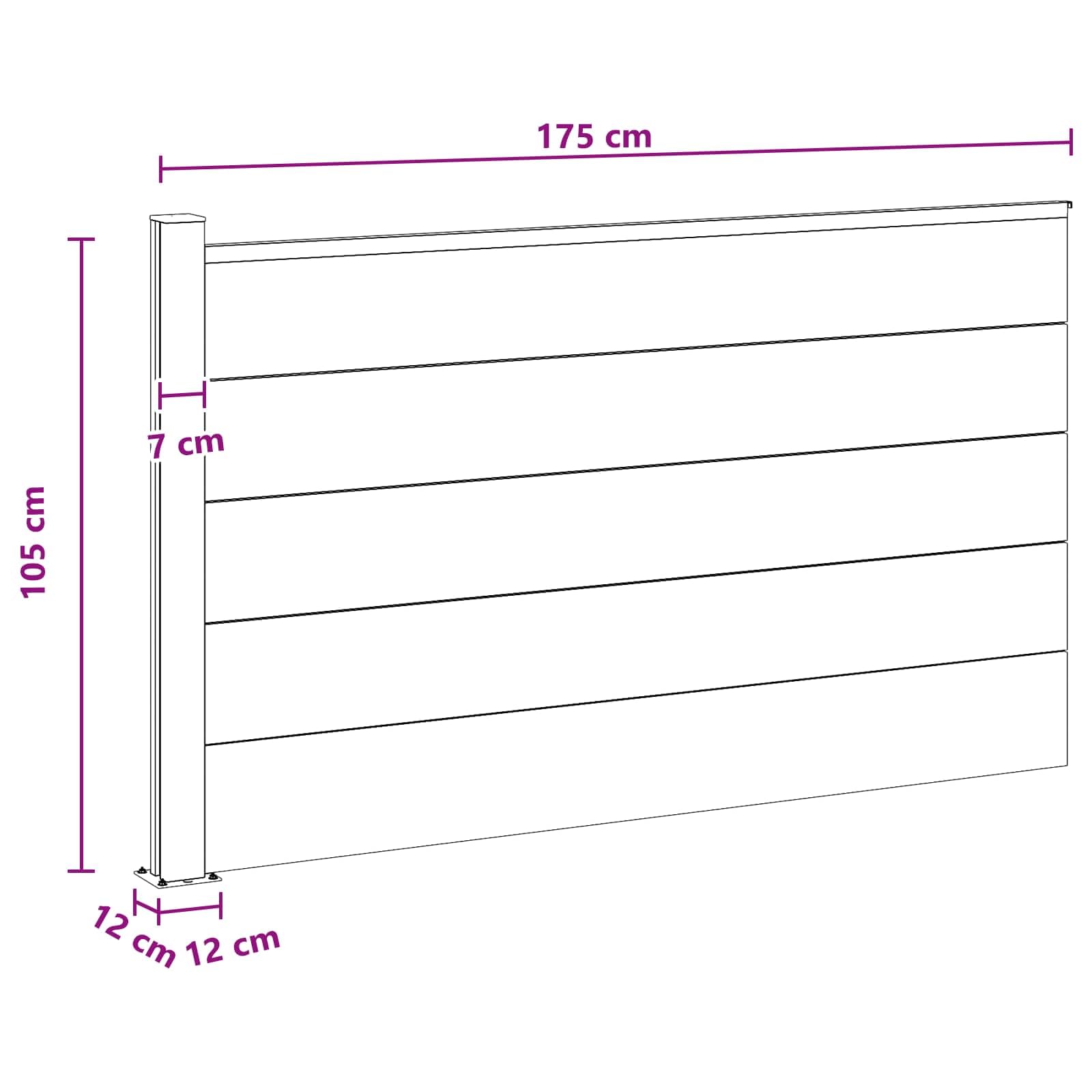 Zaunelement WPC und Aluminium Schwarz, 175 x 105 cm, wetterbeständig und stabil, Sichtschutz Gartenzaun mit modularer Bauweise, ideal für Terrasse, Balkon, Vorgarten und Außenbereich