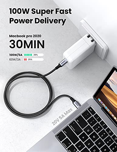 Image of UGREEN 100W USB C to USB C Cable, Type C Power Delivery PD Fast Charging Cord, USB2.0 480Mbps for iPhone 16 Pro Max, MacBook Pro, iPad Pro, Dell XPS, Chromebook, Pixel, Galaxy S24, Switch, 0.5M, Black