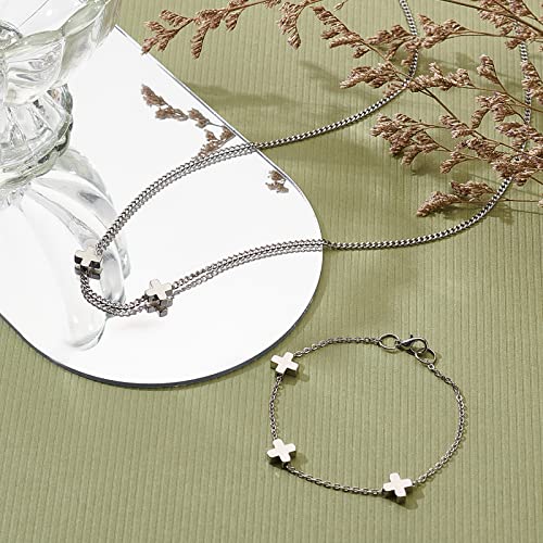BENECREAT 20PCS 18K Platinum Plated Cross Spacer Beads Metal Beads for DIY Jewelry Making Findings and Other Craft Work - 8x8x3mm - Image 4