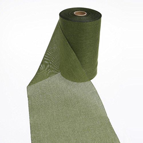 Deko AS GmbH Table runner, shabby chic style, linen look, 20 cm, olive green (69-200-25-32), 20cm x 25m - Image 2