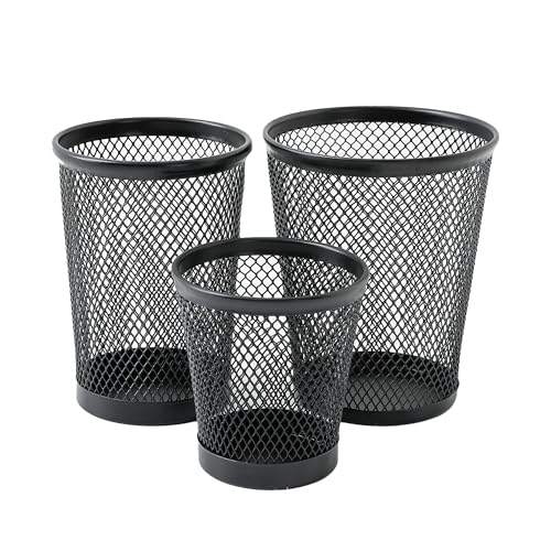 Image of The Better Home Set of 3 Pencil Holders | Metal Made Clip Holder Paint Brush Holder Pen Stand | Study Table Accessories for Kids Home Office Artists | Desk Organizer Metal Mesh Design | 3 Pack