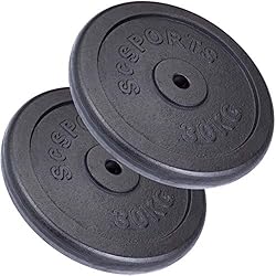 Barra Tecnica Halterofilia ScSPORTS® Juego de Discos de Pesas - 60 kg (2 x 30 kg), 30/31 mm, Hierro Fundido, Negro – Juego de Platos de Pesas, Pesas para Mancuerna y Barra, Gimnasio, Halterofilia, Musculación, Fitness
