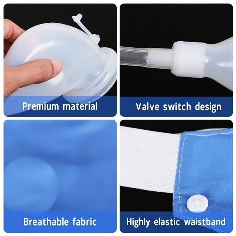 Image of Wearable Urine Collector for Men | Adjustable Reusable Soft Silicone Urine Bag | Portable & Breathable Male Urinal Drainage System | Odour-Free Design | 1000 ml & 2000 ml Bags | White /Grey /Blue | for Men