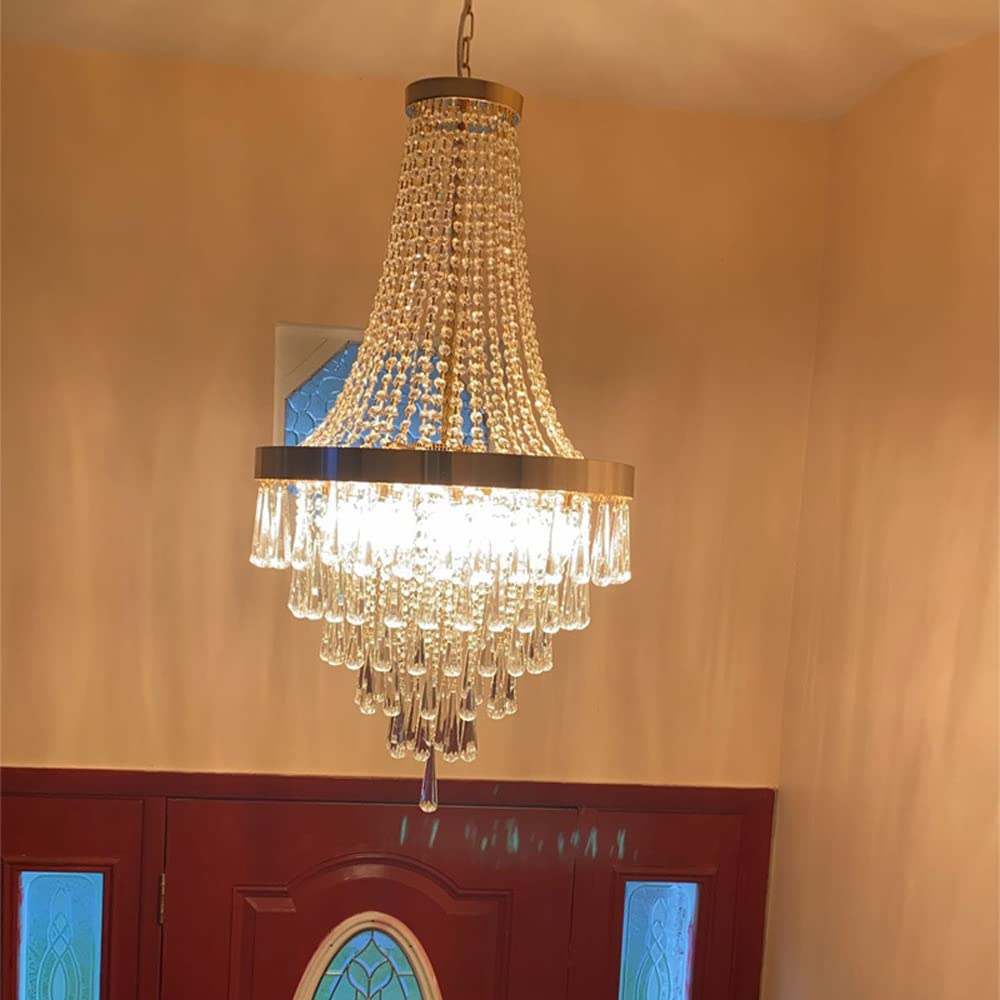 Lámpara de araña, Lámpara de araña de Cristal de Lujo de 7 Luces para Sala de Estar, lámpara Colgante de Techo, decoración Moderna para Comedor, lámpara Colgante para Escalera de v