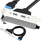 Xiatiaosann デュアル USB 3.0 メス バックパネル - MB 20 ピン ヘッダー、USB3.0 タイプ A - USB 20 ピン マザーボード USB 3.0 ポート用 2 ポート PCI ブラケット付き コンピュータ ケースの背面まで延長