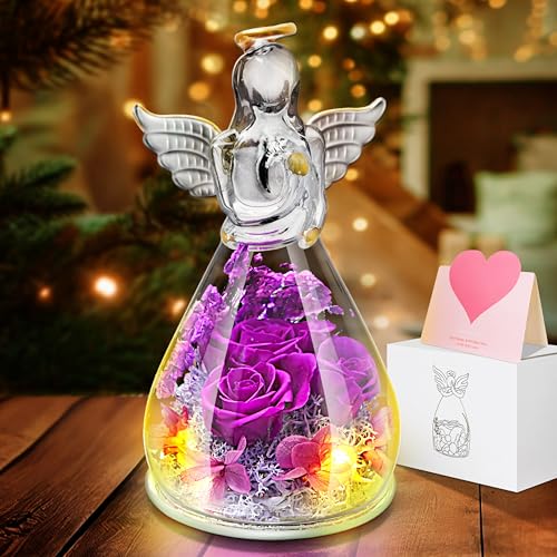 Ewige Rose LED Engel Figur - Muttertags- & Geburtstagsgeschenk für Mama, Tochter oder Frau - Infinity Rosen Blumen Geschenk