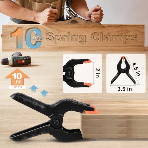 Image of 10 Pcs Spring Clamps, PureGuard 4.5 Inch Plastic Balloon Arch Clips Clamps Heavy Duty for Arch Backdrop Stand Woodworking Photography Crafts Decoration, Black