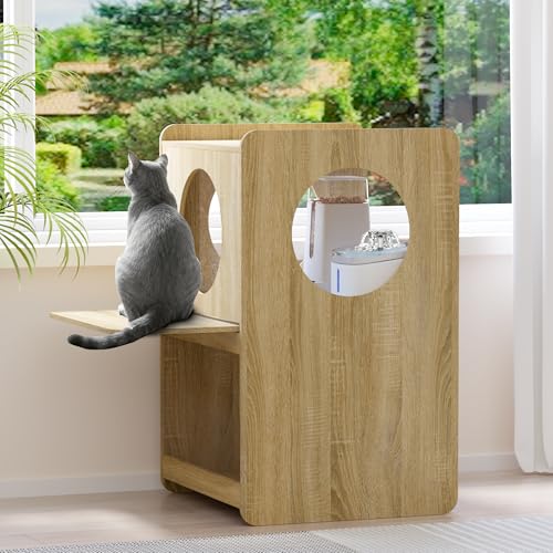 GDLF Cat Feeding Station for Water Fountain & Food,...