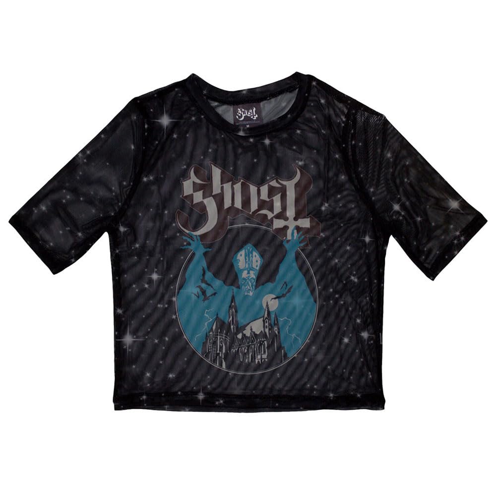 Rock Off Officially Licensed Products Black Ghost Opus Eponymous Mesh Crop Top Xxs