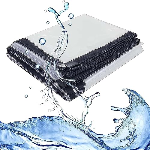 Lona transparente de 8,5 x 3 m con ojales, impermeable, resistente, para exteriores, para contratistas, campistas, pintores, granjeros, barcos y motocicletas
