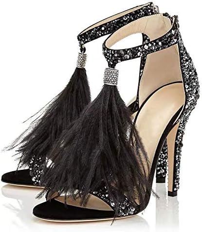 Rhinestone High Heels for Women, Elegant Wedding Shoes for Bride, Sparkle Strappy Sandals with Pointed Open Toe and Stiletto Heels Perfect for Wedding, Parties and Sexy Dress image 5