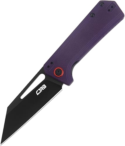 CJRB - Cuchillos plegables RUFFIAN J1924-BVT AR-RPM9 acero en polvo negro hoja PVD violeta púrpura G10 mango táctico bolsillo cuchillo plegable EDC