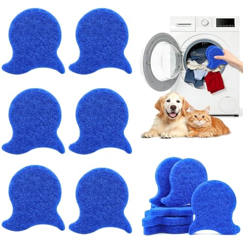 Image of 6 Pieces Dog Hair Removal from Clothes, Pet Hair Remover for Laundry with Washing Machine Lint Catcher, Cat Hair Remover for Fabric Care, Washing Machine Lint Remover Set