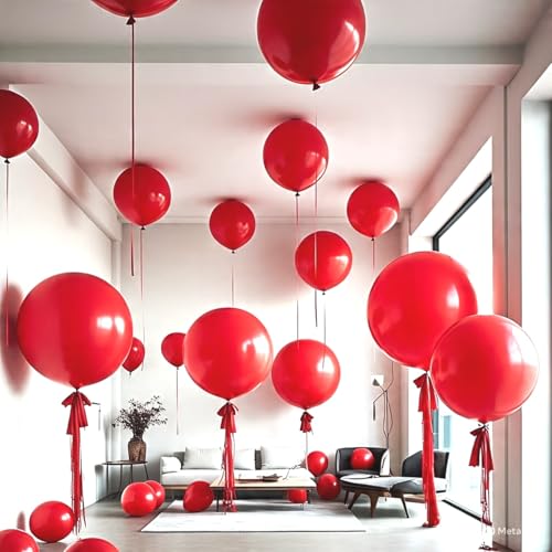 Image of Rk Balloons Big Size 36 Inch Jumbo Giant Balloons For Birthday, Anniversary, Engagement, Baby Shower, Welcome Party & All Festivals (Pack of 2, Red)