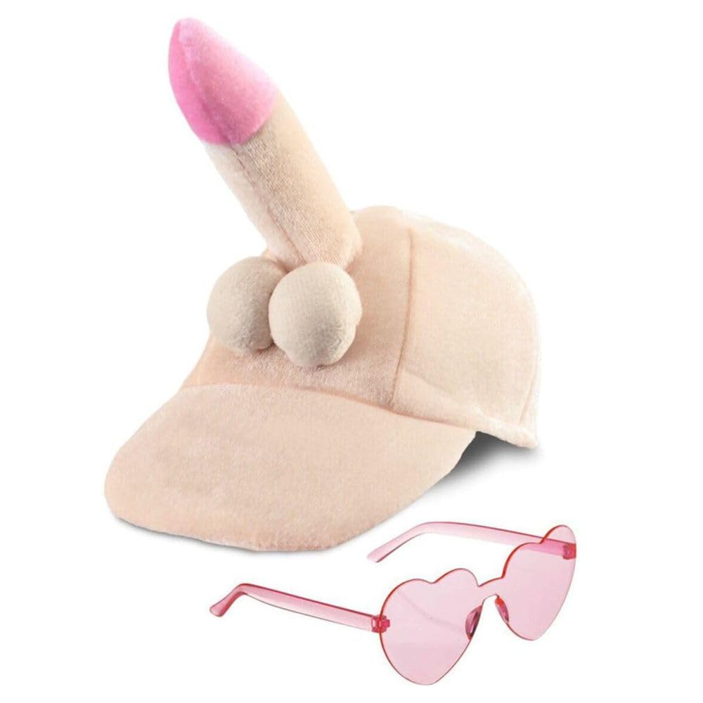 Cappello peluche pisello e occhiali a forma di cuore rosa per la festa di addio al nubilato celibato gadget per adulti sexy 18+