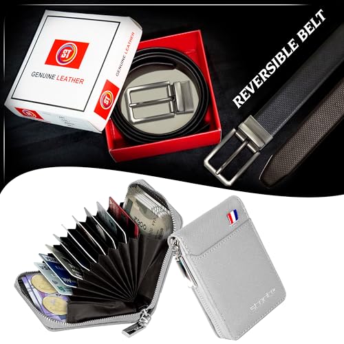 Storite PU Leather 9 Slot Vertical Credit/Debit Card Holder & Belt Combo, Money Wallet Zipper Coin Purse Valentine Gift for Men- (11.5 x 2 x 8 cm) 8 51v3i81dKzL