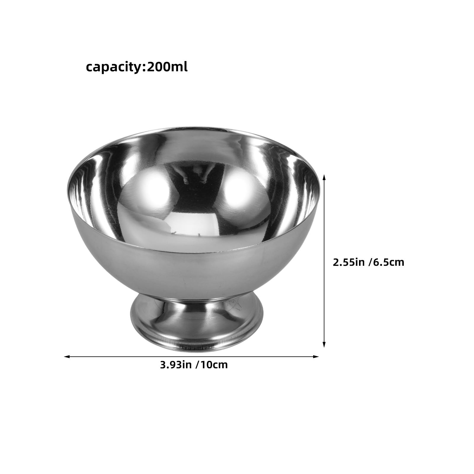 8 coppe per gelato: 200 ml/6,8 fl oz, coppette da dessert in acciaio inossidabile, ciotole moderne per servire macedonie e budini, coppette rotonde con piedistallo per snack, salse e
